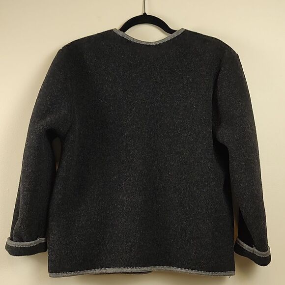 Giesswein Charcoal Gray Pure New Wool Jacket Blazer Silver Coin Buttons Vintage - Picture 11 of 14